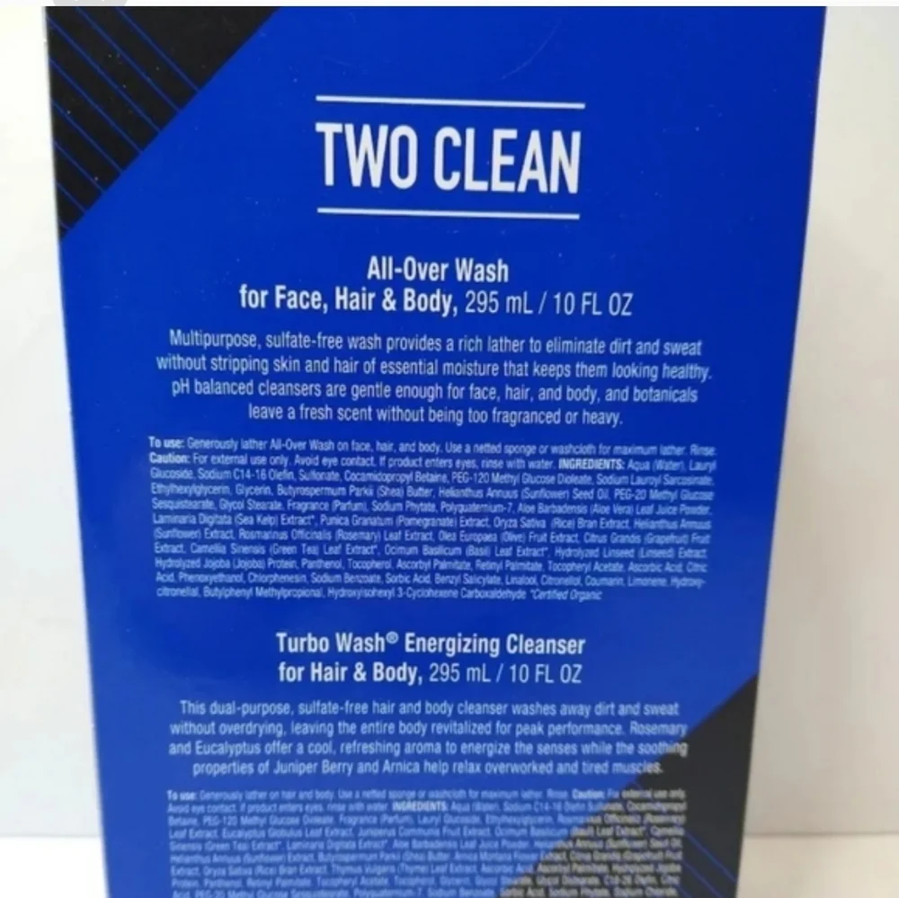 Jack Black Two Clean: 1 Turbo Wash, 10 oz, & 1 All Over Wash, 10 oz, Energizing